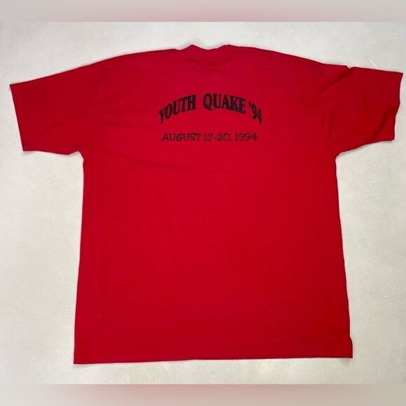 VINTAGE Youth Quake 1994 Graphic T-shirt Men XXL Red USA 90s Single Stitch - Picture 6 of 10
